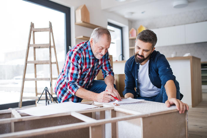 You can be someones expert (or hire one) at Dash Class. Professional helping a Do It Yourself'er with a cabinet.